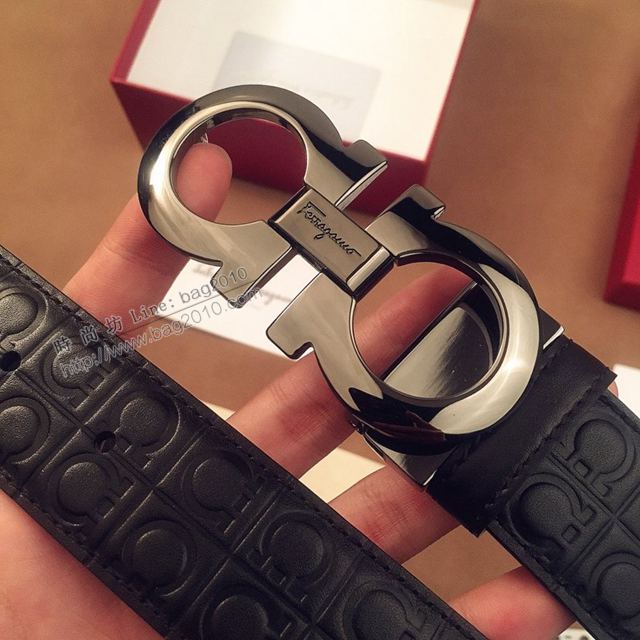 Ferragamo皮帶 雙面牛皮紮雙排花紋 菲拉格慕男士皮帶  xfp2124